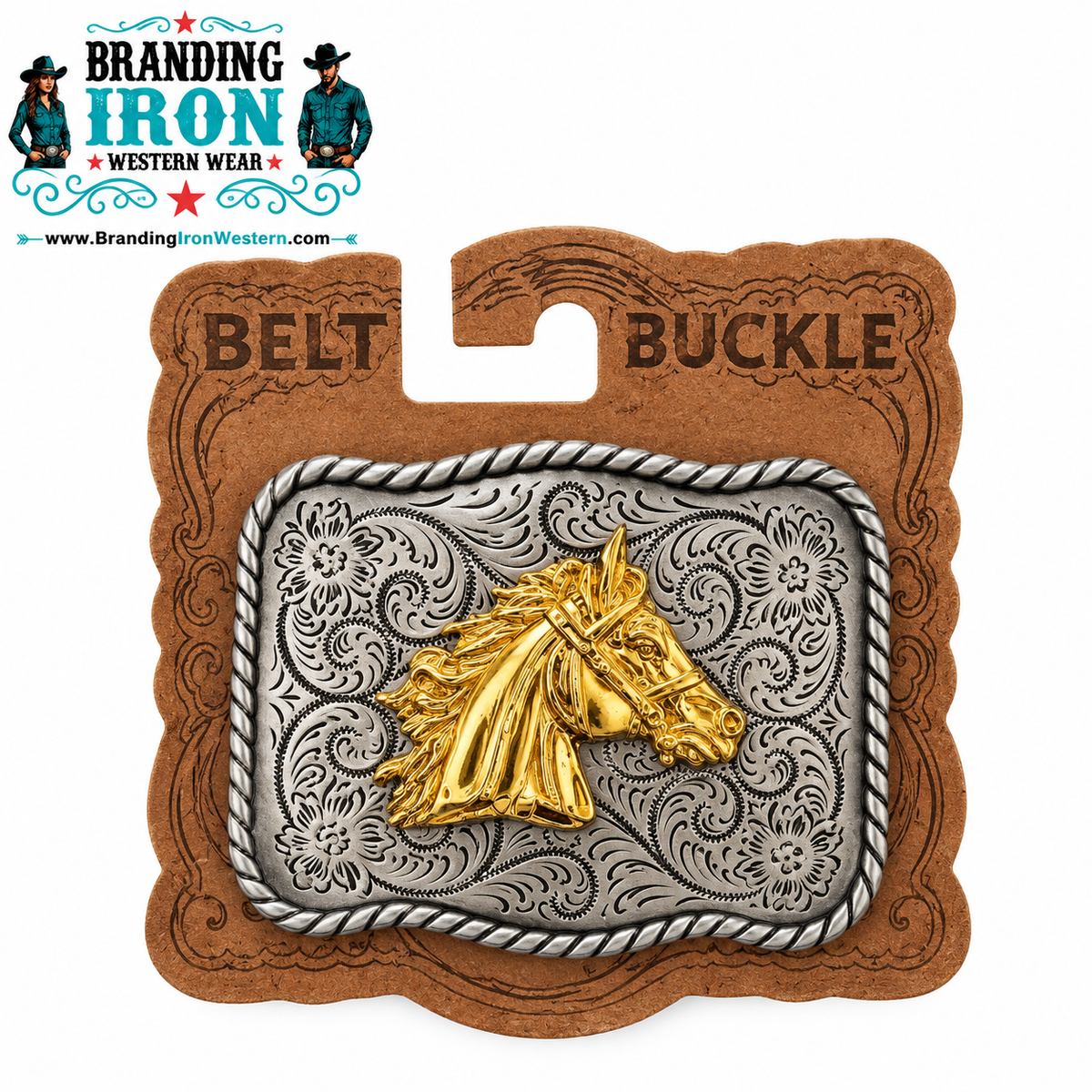 Golden Stallion Horse Belt Buckle | Western Belt Buckle