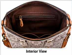 Silver Bloom Speedy (Medium) | Tooled Leather Western Satchel | Branding Iron Western Wear