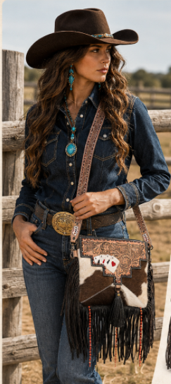 Gambler Crossbody | Western Cowhide Fringe Purse