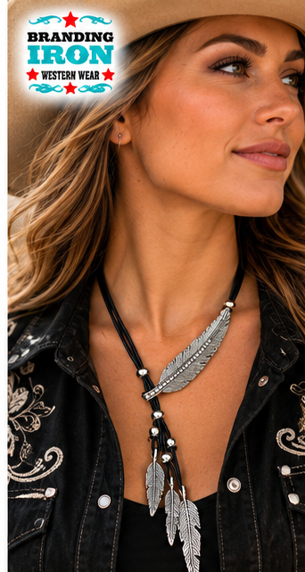 Feather Spirit Lariat Necklace | Western Jewelry