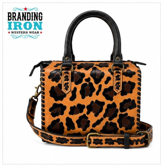 Leopard Print Speedy Leather Western Handbag | Branding Iron
