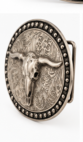 Longhorn Skull Western Belt Buckle | Branding Iron Western Wear