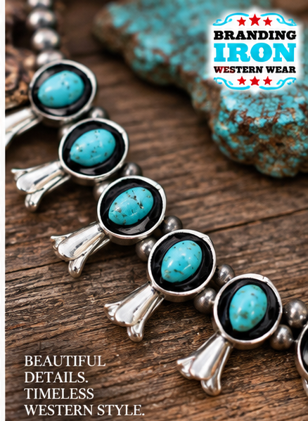 Painted Desert Turquoise Squash Blossom Necklace