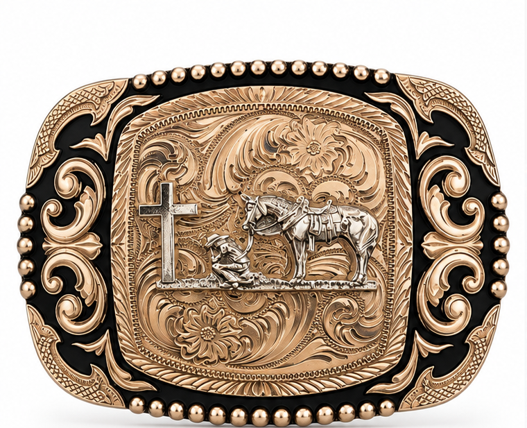 Faithful Cowboy Western Belt Buckle | Branding Iron Western Wear