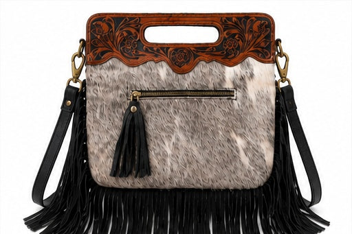 The Winchester Western Cowhide Fringe Purse | Branding Iron