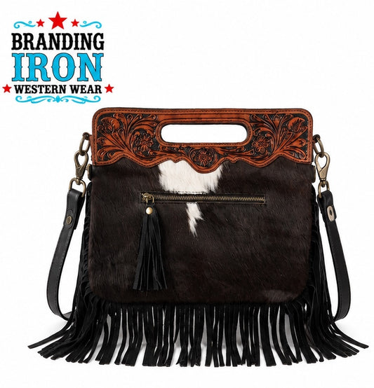 The Winchester Western Cowhide Fringe Purse | Branding Iron