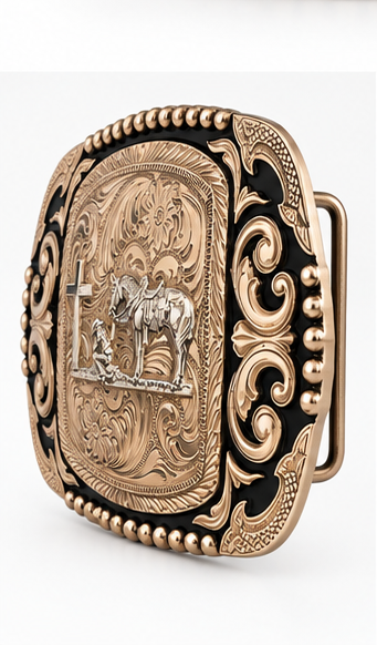 Faithful Cowboy Western Belt Buckle | Branding Iron Western Wear