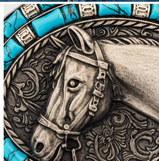 Turquoise Horse Western Belt Buckle | Branding Iron Western Wear