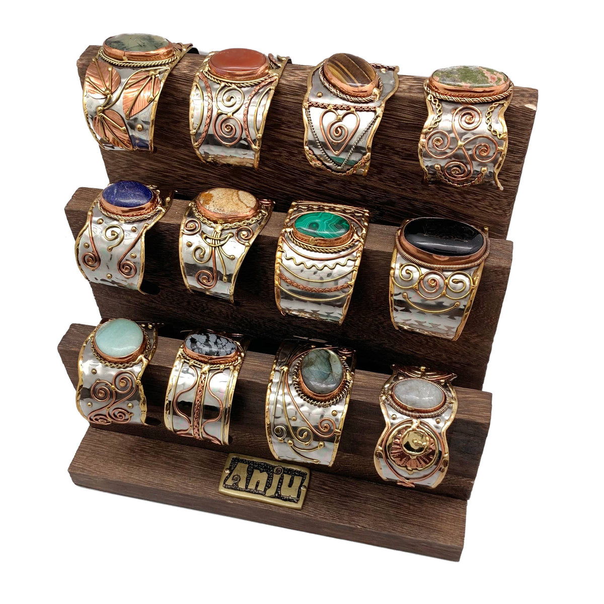Mixed Metal Cuffs w/Semiprecious Stones
