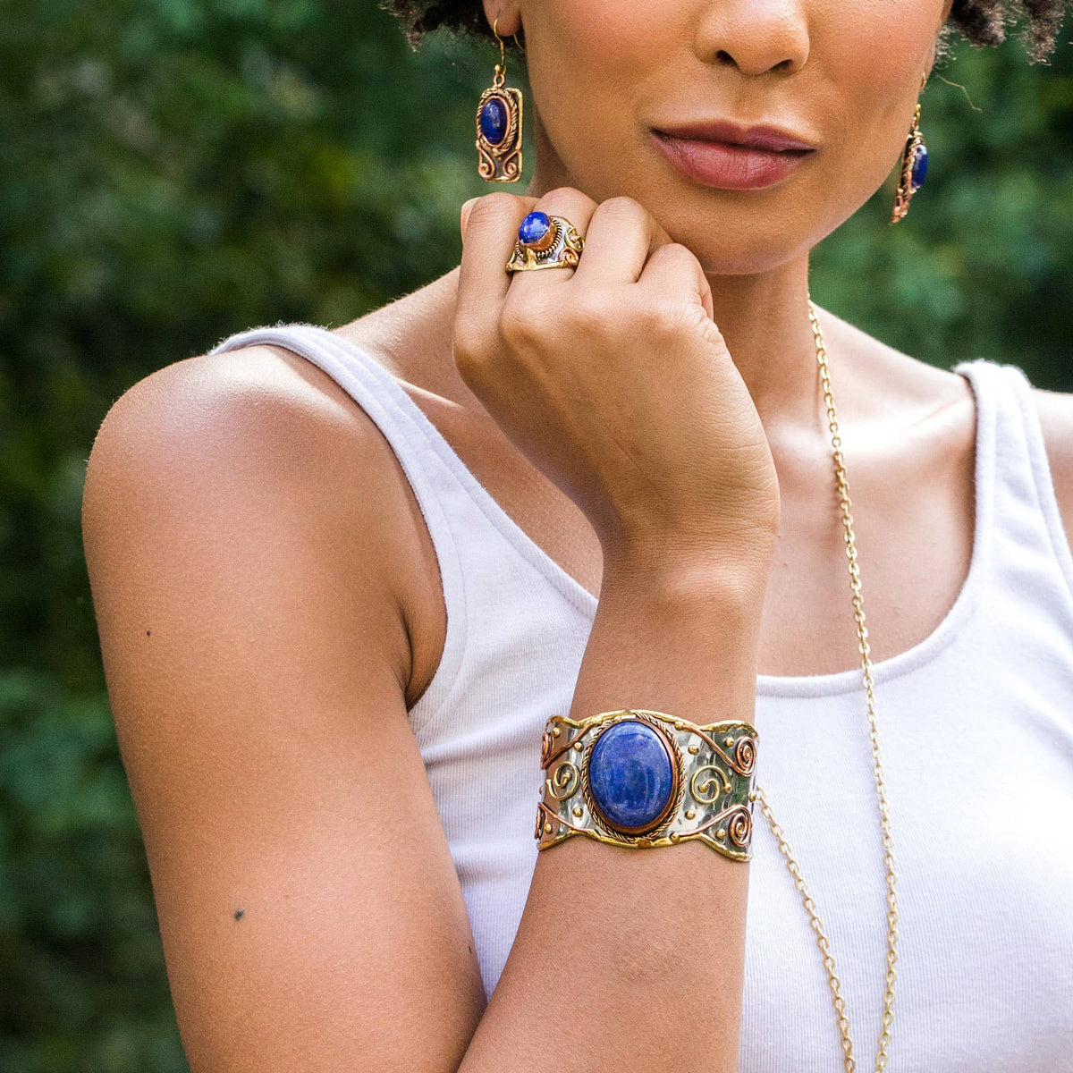 Mixed Metal Cuffs w/Semiprecious Stones