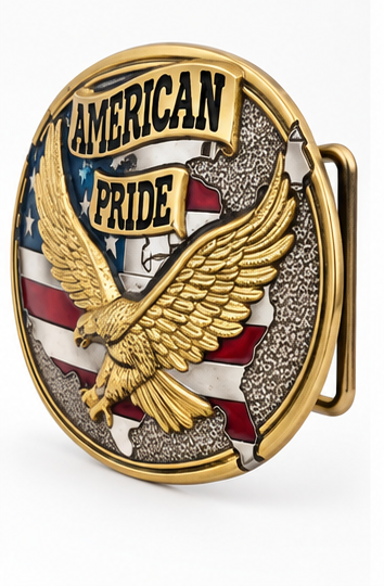 American Pride Eagle Western Belt Buckle | Branding Iron Western Wear