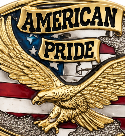 American Pride Eagle Western Belt Buckle | Branding Iron Western Wear