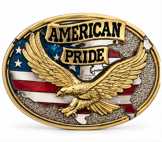 American Pride Eagle Western Belt Buckle | Branding Iron Western Wear