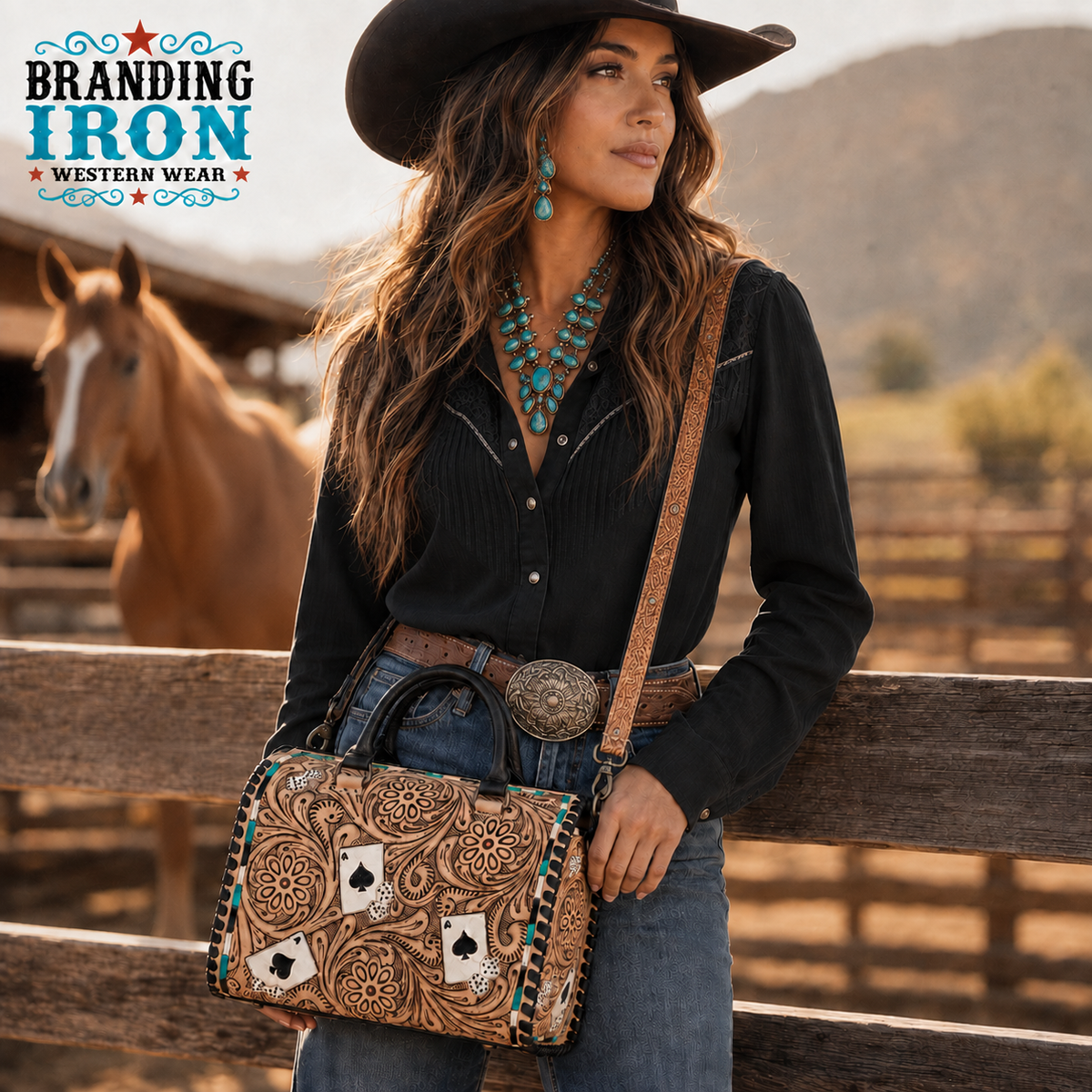 The Maverick Speedy | Tooled Western Leather Handbag