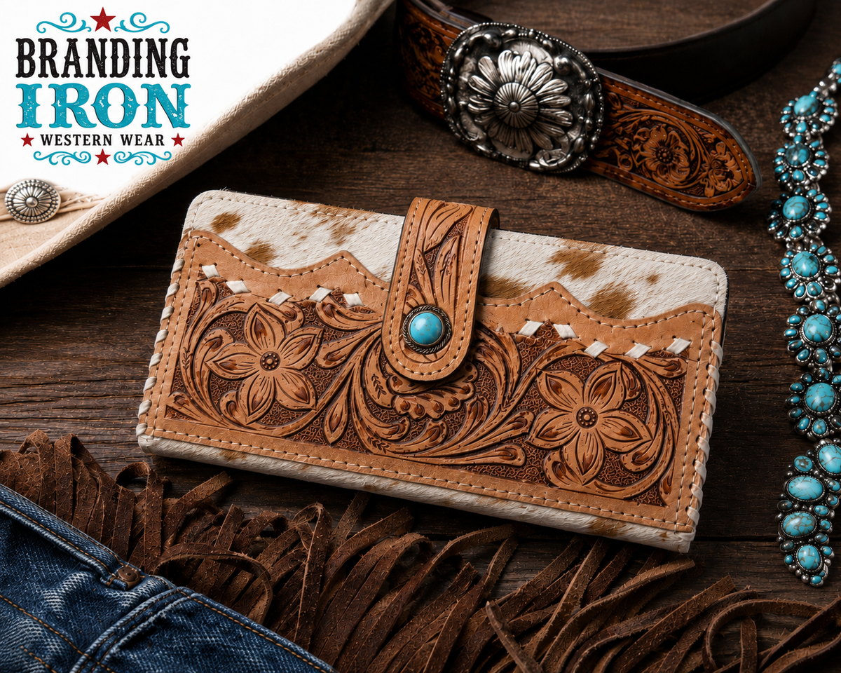 The Jolene Wallet | Cowhide Tooled Western Wallet