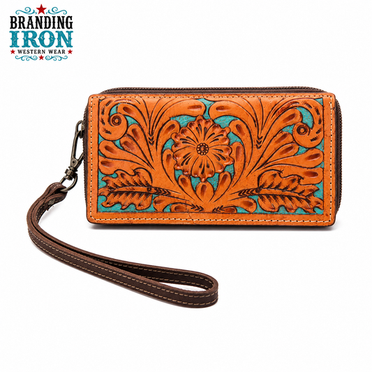 The Arizona Wallet/Clutch | Tooled Leather Western Wristlet
