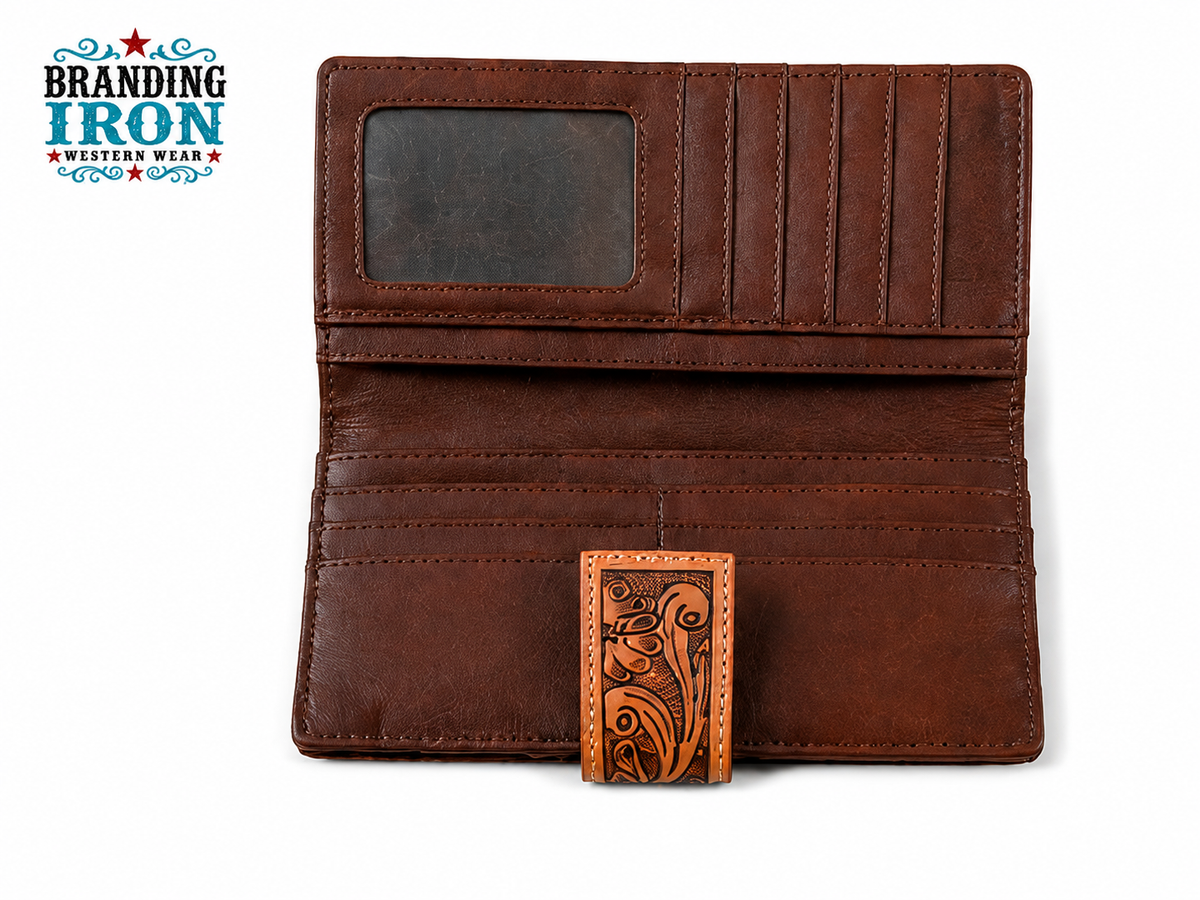 The Gambler Wallet | Cowhide Tooled Western Wallet
