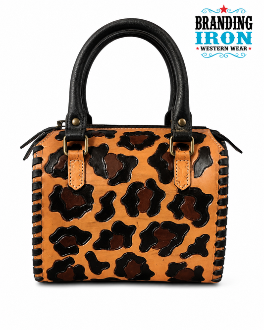 Leopard Print Speedy Leather Western Handbag | Branding Iron