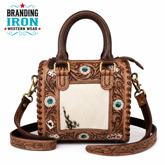 Lasso Speedy | Tooled Leather & Cowhide Western Purse