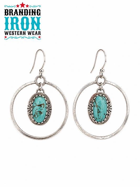 Turquoise Canyon Hoop Earrings | Sterling Silver Plated