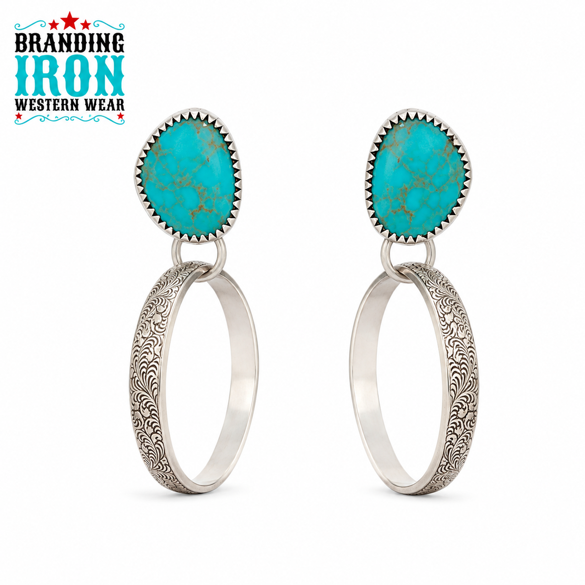 Turquoise Trail Sterling Silver-Plated Hoop Earrings