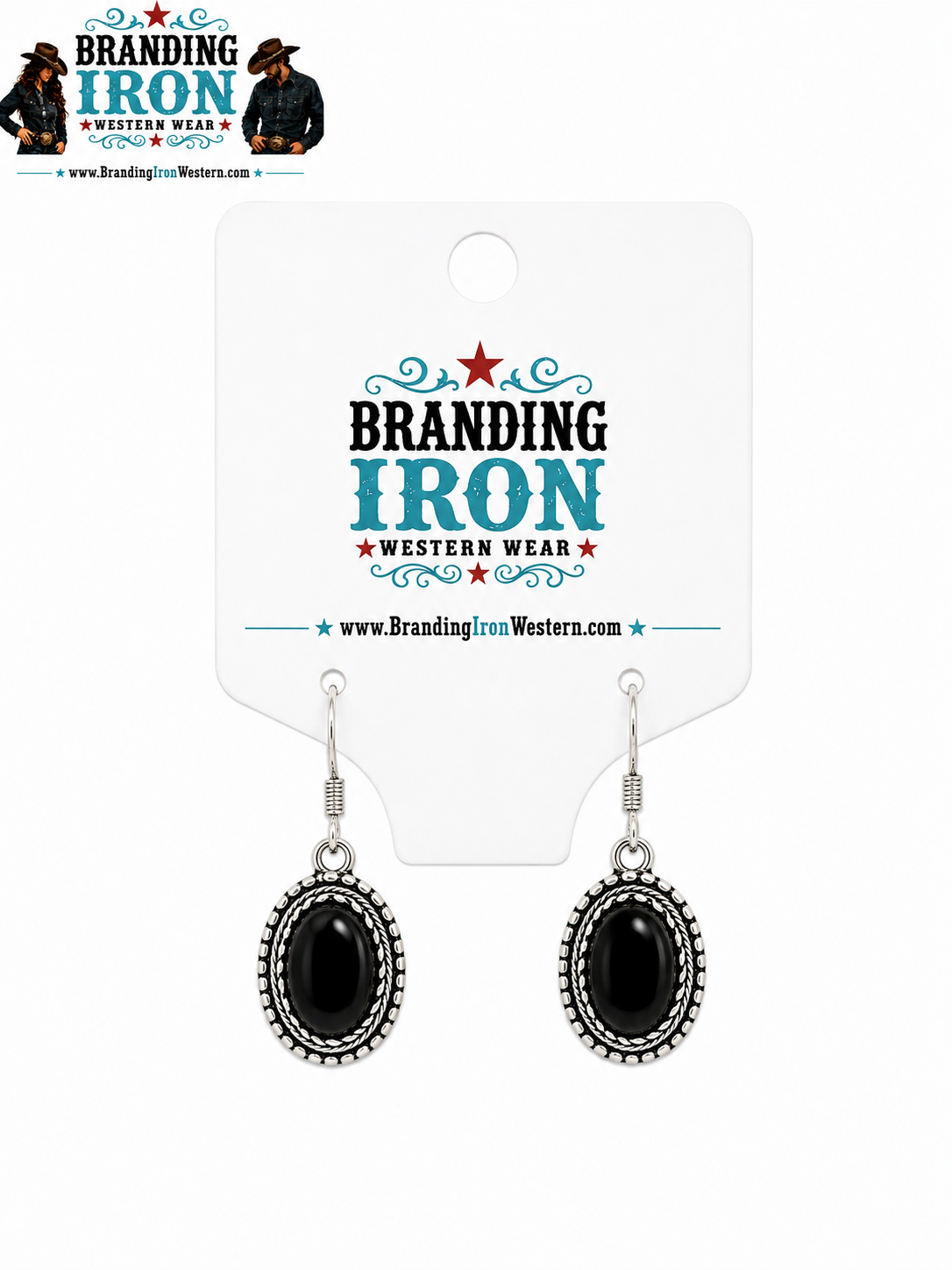 Midnight Spur Black Western Earrings | Branding Iron