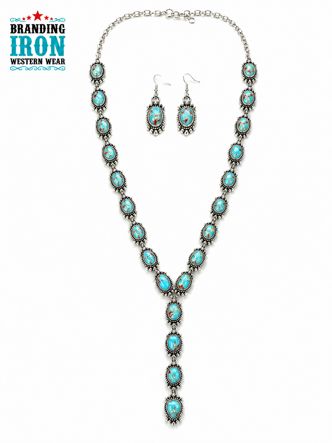 Desert Rose Turquoise Western Necklace Set | Branding Iron