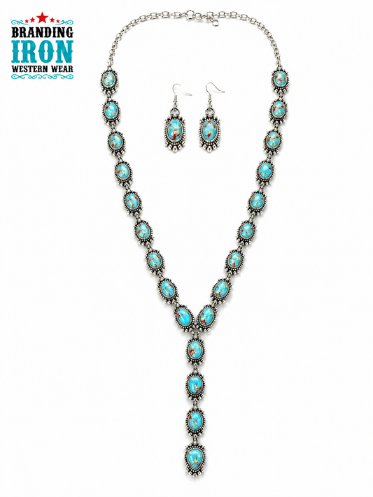Desert Rose Turquoise Western Necklace Set | Branding Iron