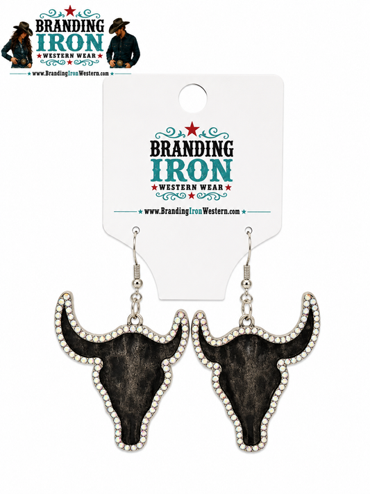 Longhorn Legend Earrings | Western Bull Skull Earrings