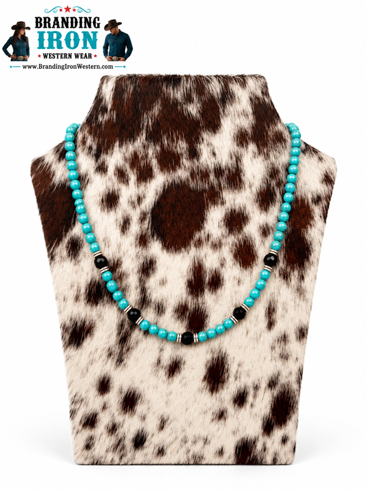 The Bronc Line – Turquoise & Black Unisex Western Necklace