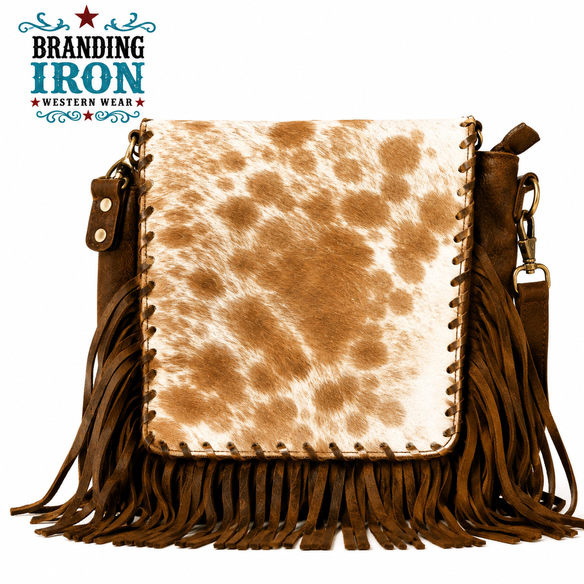 Reba Hide & Suede Crossbody Purse | Western Fringe Bag