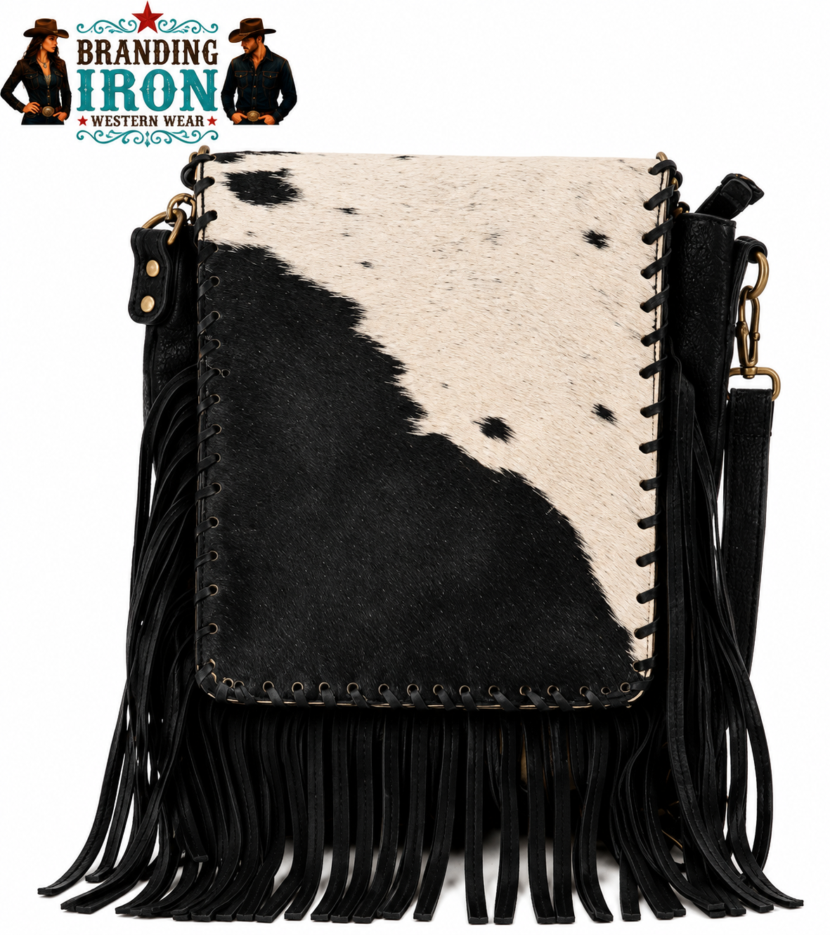 Reba Hide & Suede Crossbody Purse | Western Fringe Bag