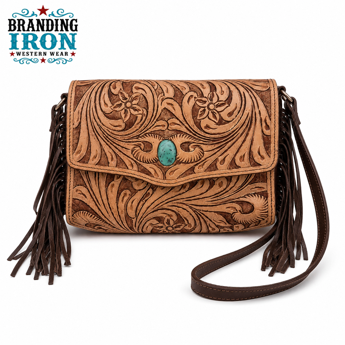 The Trisha Crossbody | Western Tooled Leather Fringe Purse