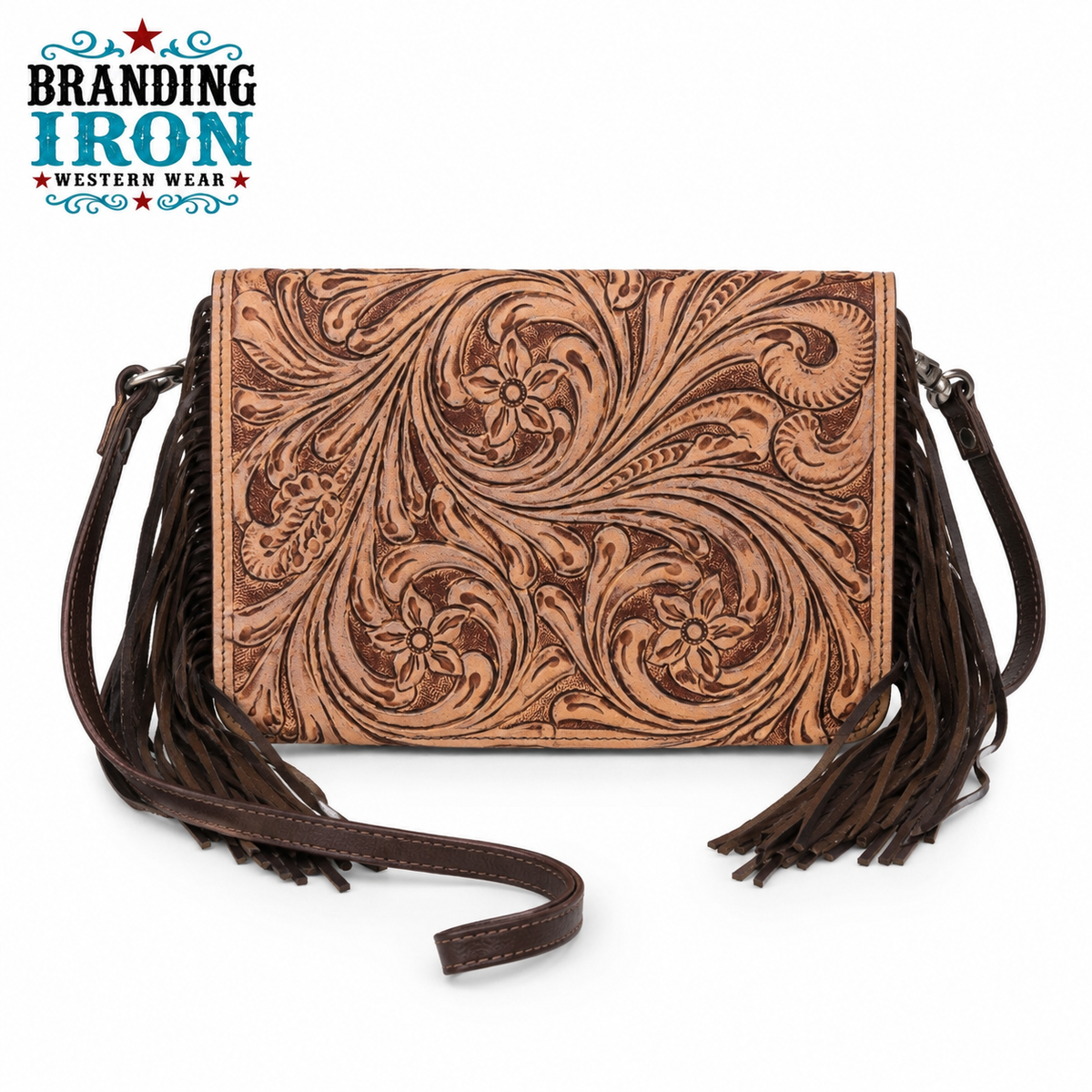The Trisha Crossbody | Western Tooled Leather Fringe Purse