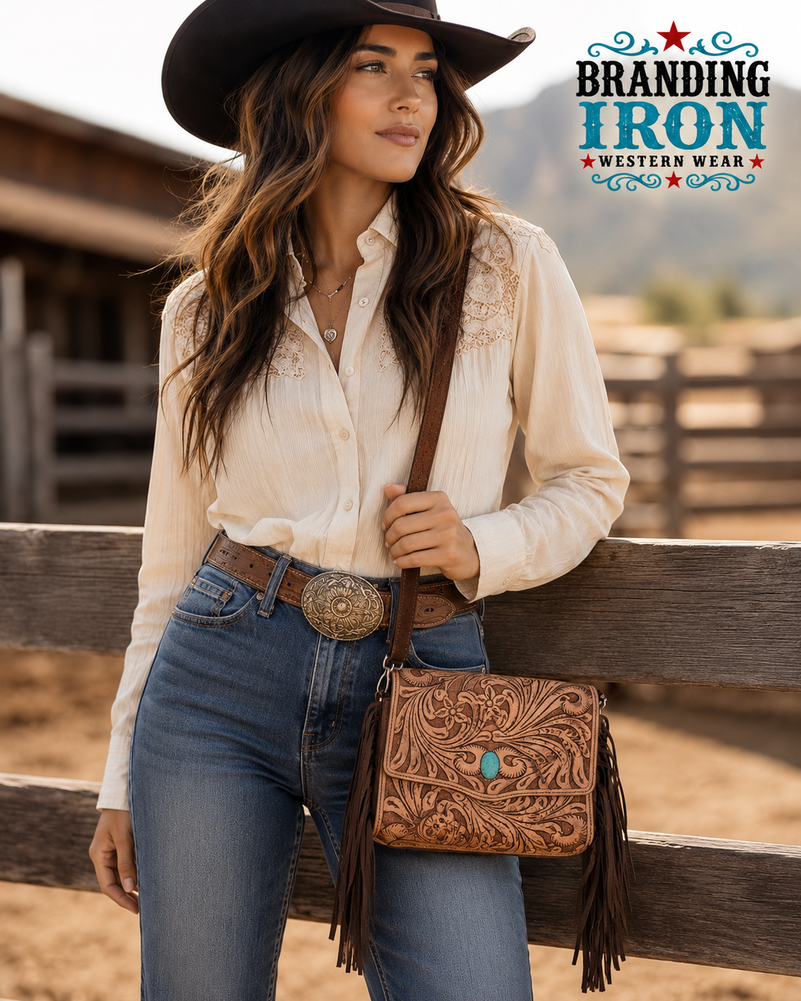 The Trisha Crossbody | Western Tooled Leather Fringe Purse
