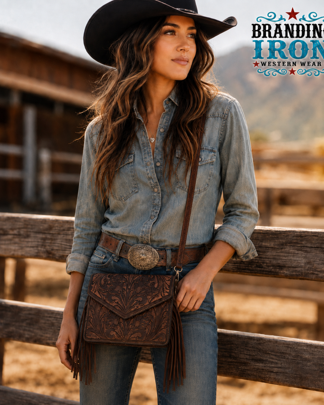 The Jolene | Tooled Leather Western Fringe Crossbody