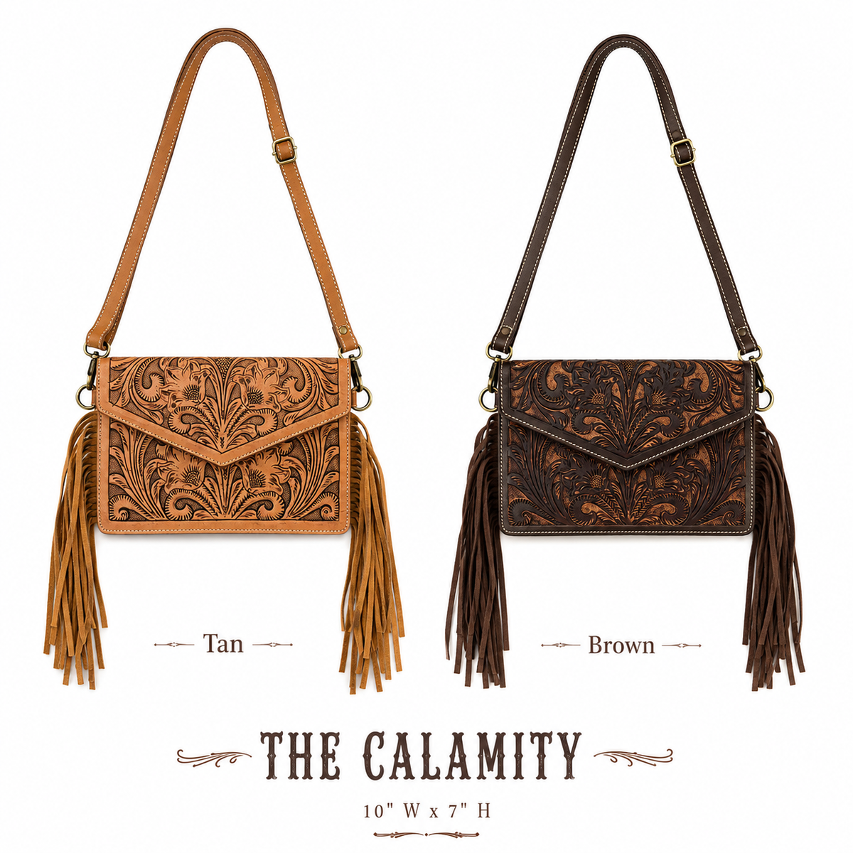 The Jolene | Tooled Leather Western Fringe Crossbody