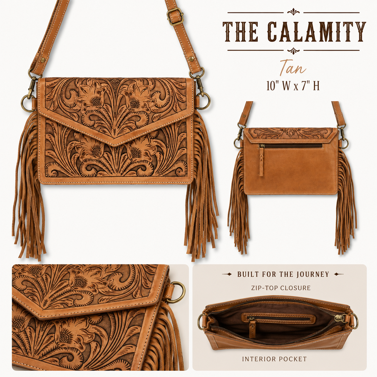 The Jolene | Tooled Leather Western Fringe Crossbody