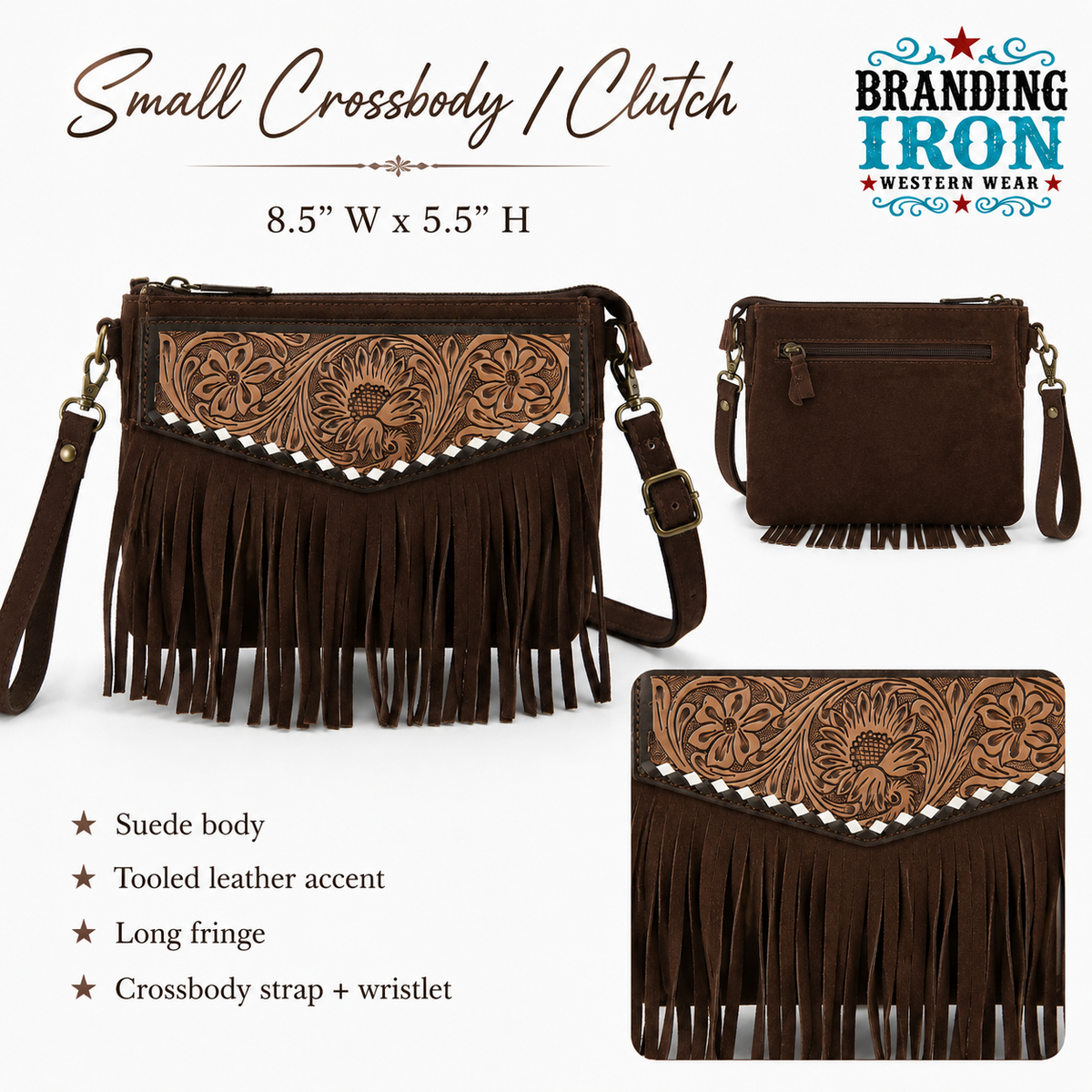 The Loretta | Western Suede Fringe Crossbody & Clutch