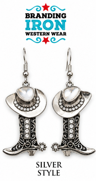 Kicking It Cowgirl Earrings | Branding Iron Western Wear