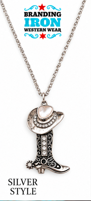Kickin’ It Cowgirl Boot Necklace | Branding Iron Western Wear