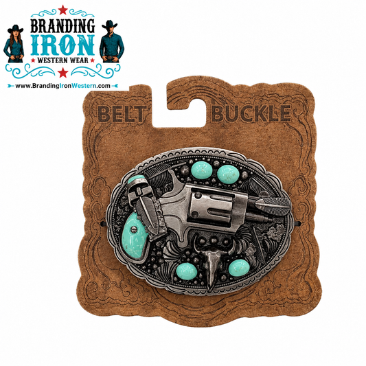 Quick Draw Turquoise Western Belt Buckle | Branding Iron