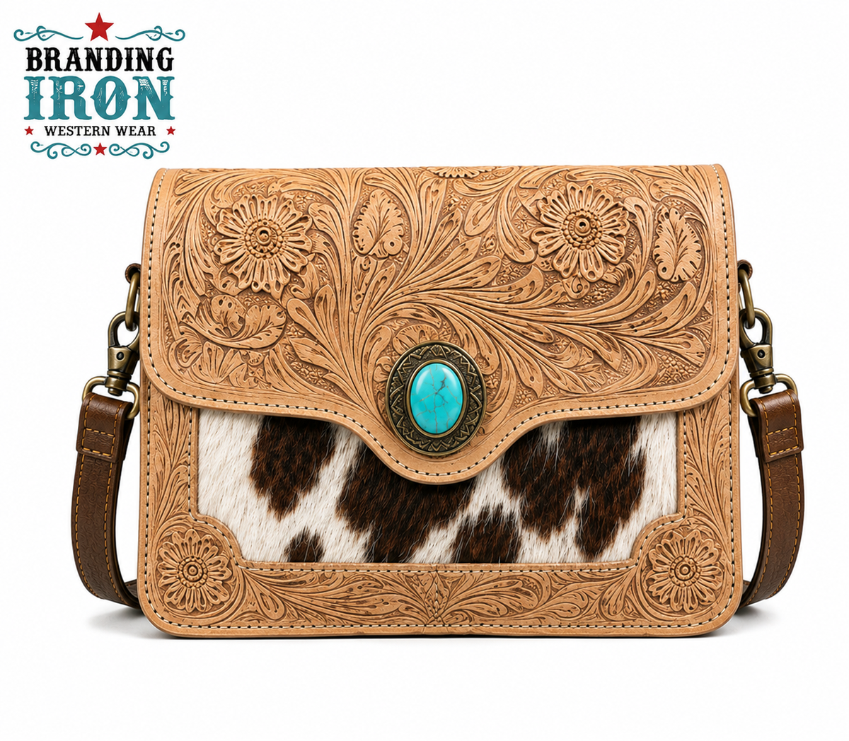 Wynonna Crossbody | Tooled Leather & Hair-on-Hide Western Purse