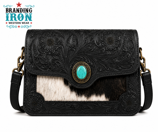 Wynonna Crossbody | Tooled Leather & Hair-on-Hide Western Purse