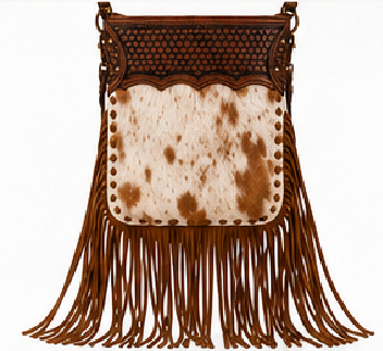 Calamity Crossbody Fringe | Genuine Hair-on Hide Western Purse | Branding Iron Western Wear