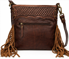 Calamity Crossbody Fringe | Genuine Hair-on Hide Western Purse | Branding Iron Western Wear