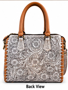 Silver Bloom Speedy (Medium) | Tooled Leather Western Satchel | Branding Iron Western Wear