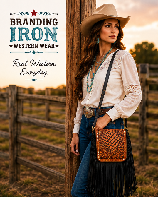 Cody Crossbody Purse | Genuine Leather Western Crossbody | Branding Iron Western Wear