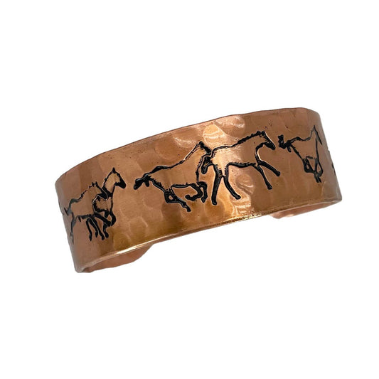 Etched Running Horses Copper Bracelet