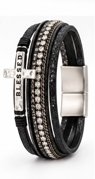 BLESSED Cross Magnetic Bracelet | Branding Iron Western Wear